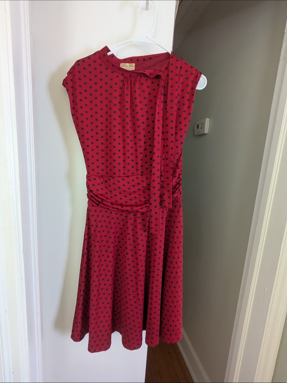Lindy Bop Size L Red Dress with Black Polka Dots